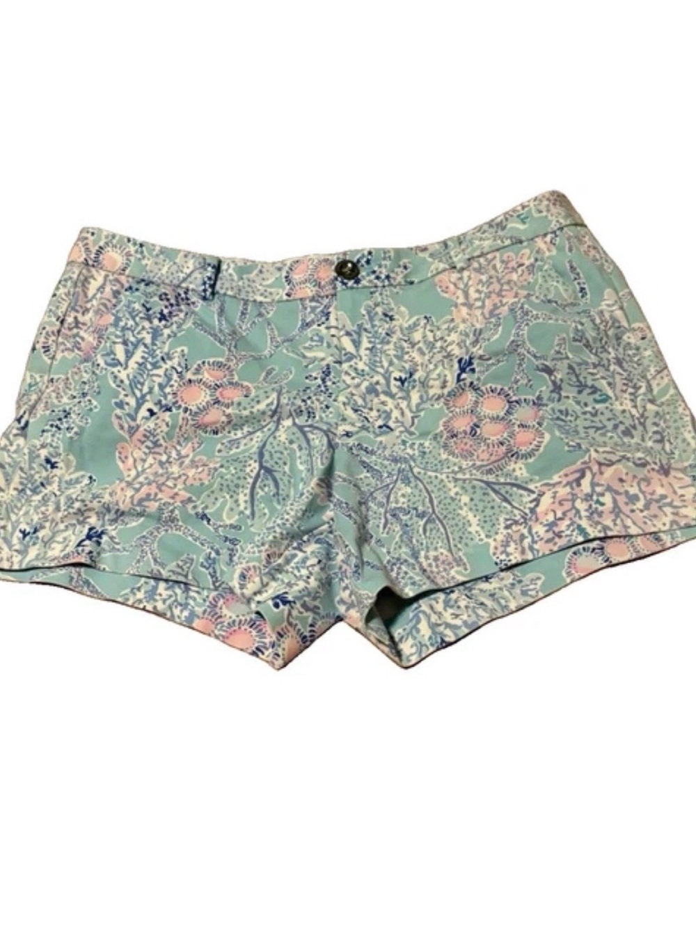 Lilly Pulitzer Callahan Knit Short Resort Ponte Coral Reef Now You Sea Me Sz 12